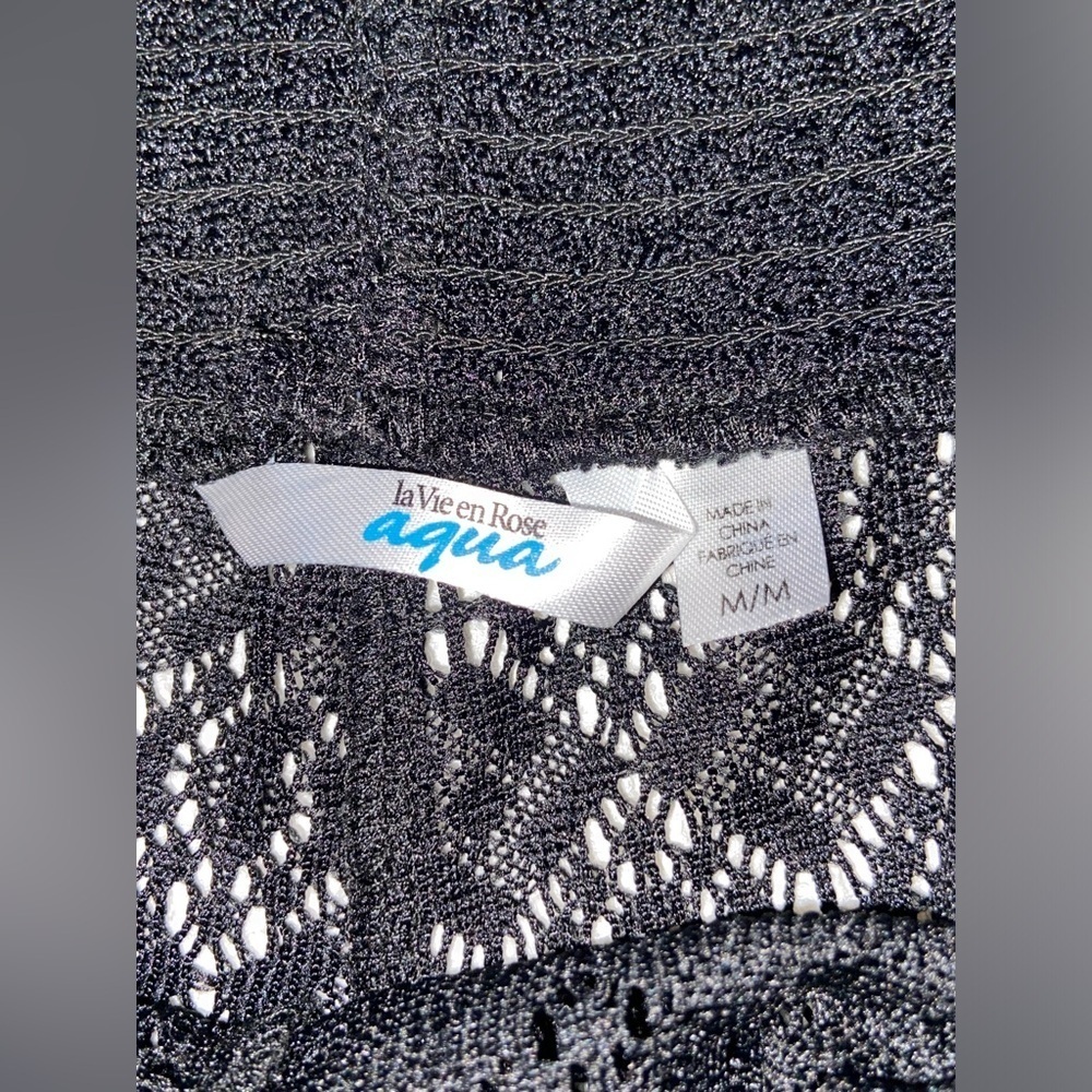 La Vie en Rose AQUA swimsuit coverup black lace shorts size Medium‎ - Picture 4 of 13